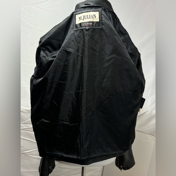 Wilsons M. Julian Men’s M Black Leather Moto Biker Bomber Jacket Vintage Y2K 90s - Picture 5 of 6